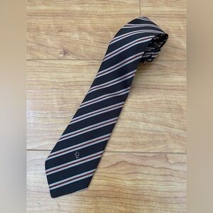 VTG Christian Dior Dark Brown Tie with Burgundy and Gold Diagonal Stripes Men’s